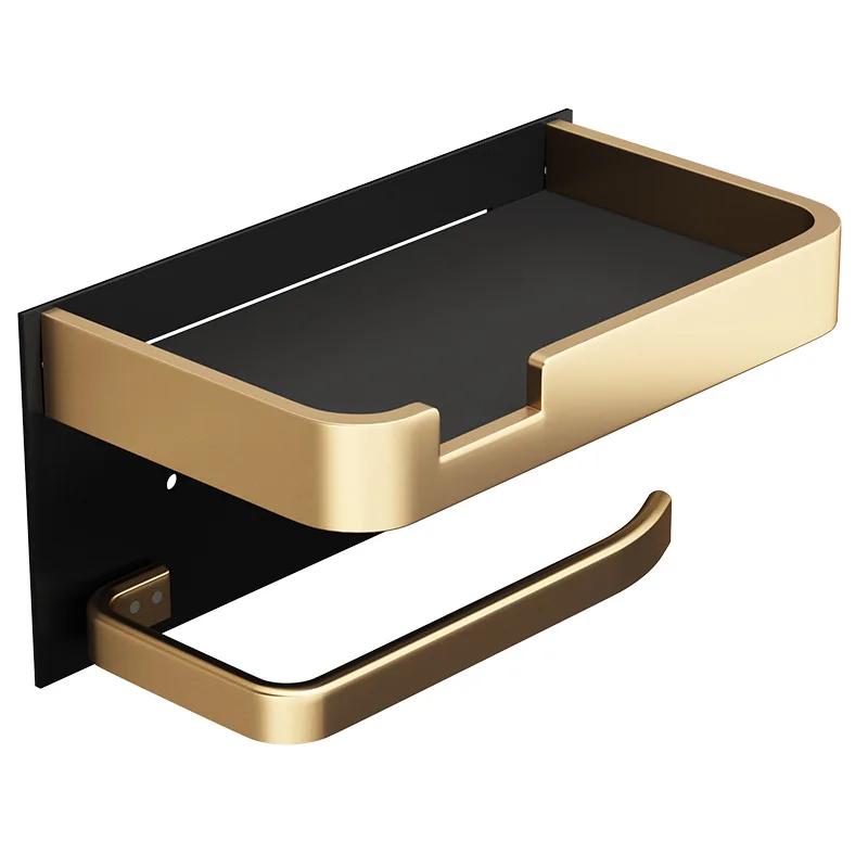Space Aluminum Wall Mounted Toilet Paper Holder Tissue Box Paper Holder Roll Phone Storage Shelf Bathroom Accessories