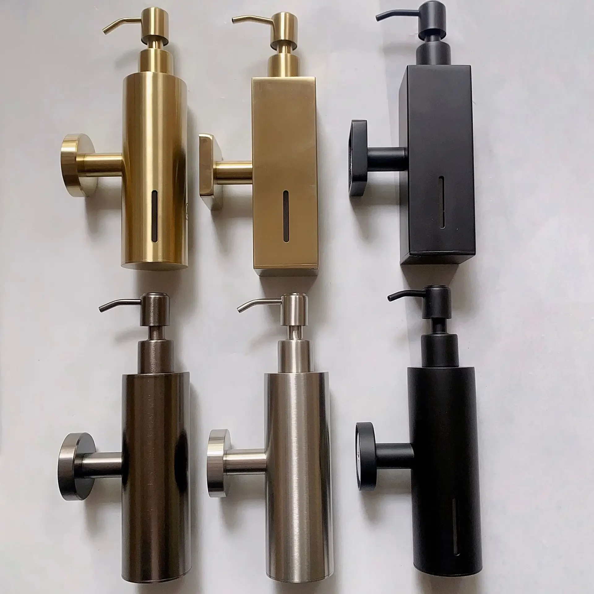 Wall Mounted Soap Dispenser 304 Stainless Steel Brushed Gold Manual Soap Dispenser Hotel Bathroom Liquid Soaps Dispensers 5