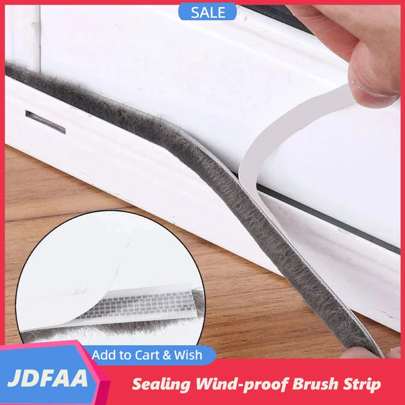 

10m Window Brush Strip Windproof Insulation Door Gap Weatherstrip Self Adhesive Dustproof Wardrobe Sealing