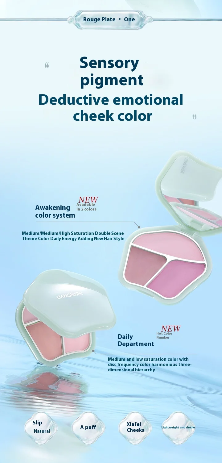 Three-color Rouge Plate Blush Natural Face High Gloss Palette_voghion.com