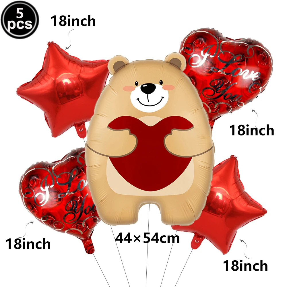 Valentinstag Folienballon Dekor Teddybär Folienballon Liebesballon Herz Luftballons für Valentinstag Hochzeit Party Dekor – Detail 4