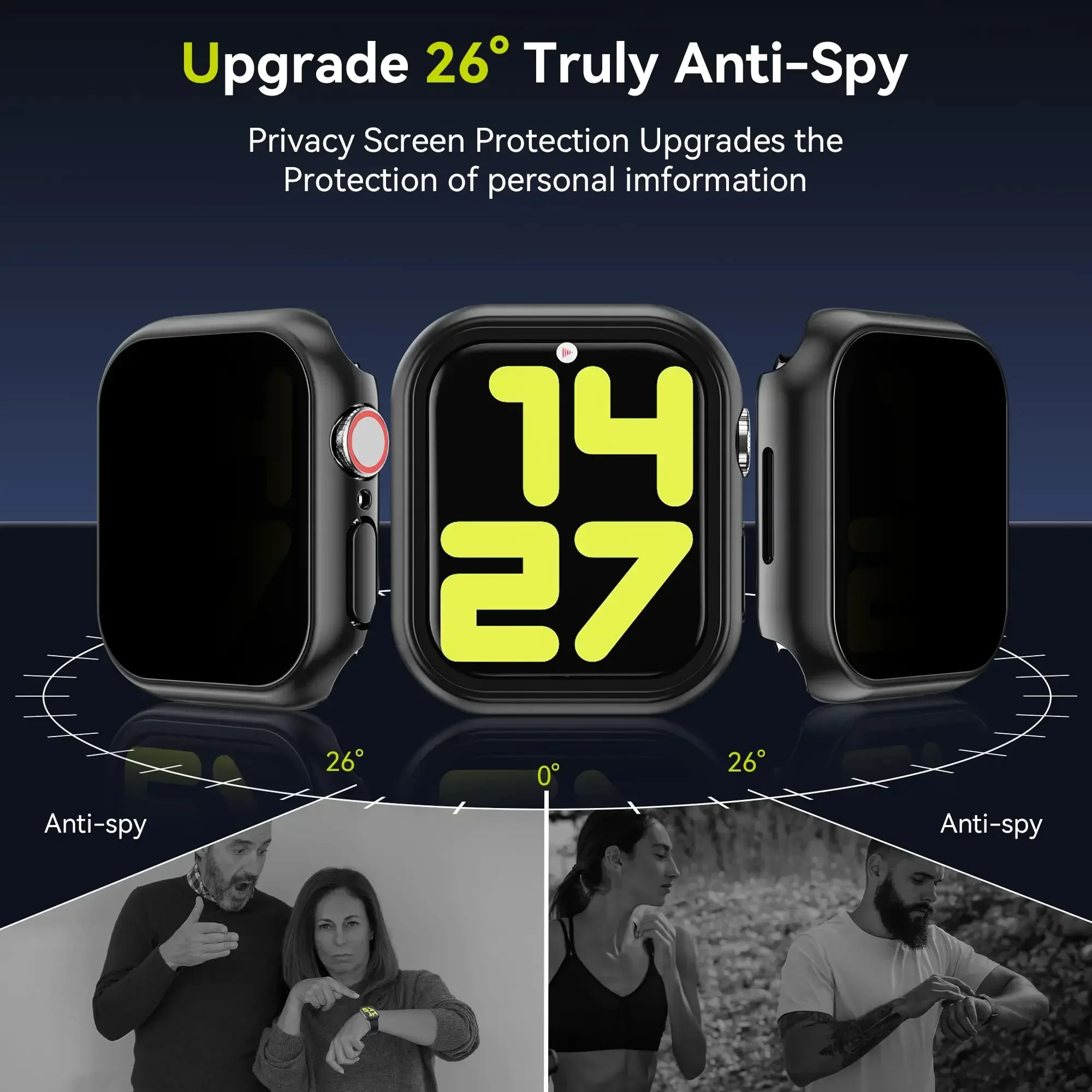 Anti-Peeping Screen Protector For Apple Watch 45mm 41mm 44mm 40mm Tempered Privacy Glass+Case For iWatch 8 7 6 5 4 SE 9 Cover apple watch screen protector,watch screen protector case,apple watch screen protector case,watch protective case,watch cover,watch protective cover