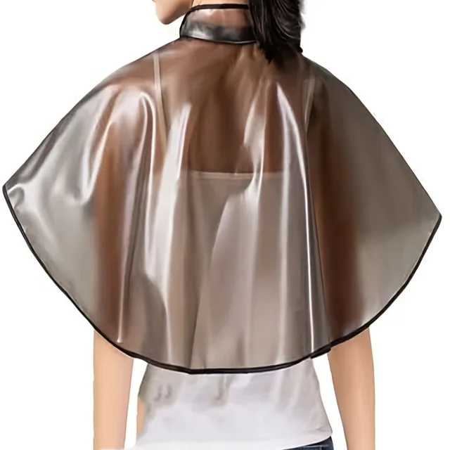 1 cape de coiffure transparente imperméable, réutilisable, avec fermeture au cou, pour la coloration des cheveux, usage domestique et professionnel 1