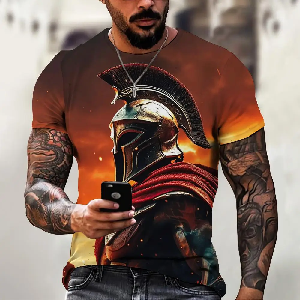thumbnail image 1 of Camiseta gráfica Sparta para hombre, camiseta para hombre, ropa, camiseta de gran tamaño, camiseta para hombre, camiseta con estampado 3D, camisetas de verano, camisetas casuales de manga corta para c, 1 of 5