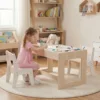 Multifunctional Kids Table & 2 Chairs Set w/ Removable Double-sized Tabletop