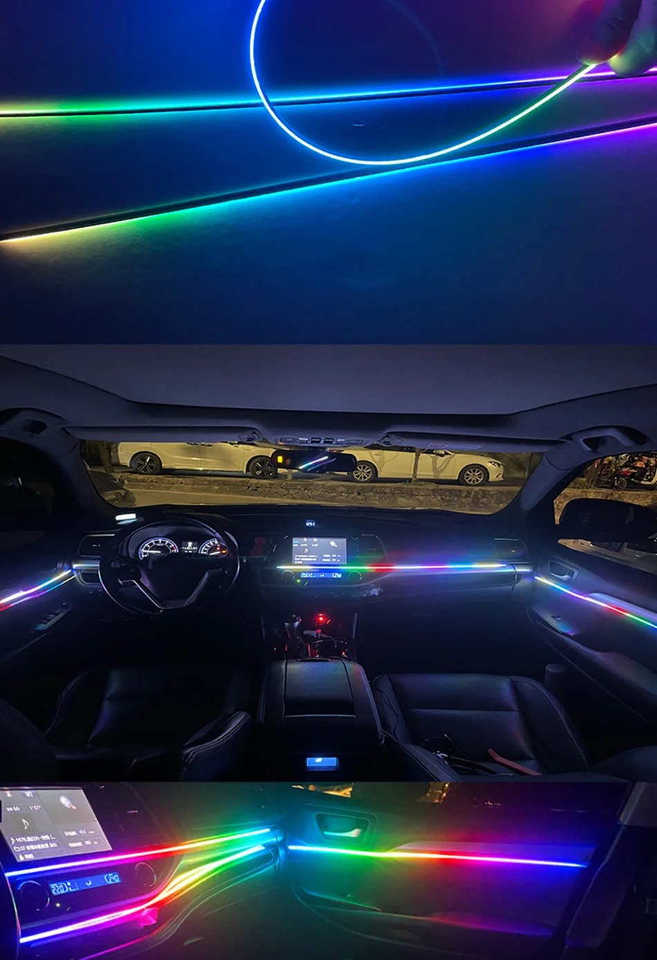 18 In 1 Symphony Streamer Auto Umgebungslichter Innen LED Acryl Streifen Licht RGB 64 Farbe Dekoration Atmosphäre Lampe APP Fernbedienung – Detail 29