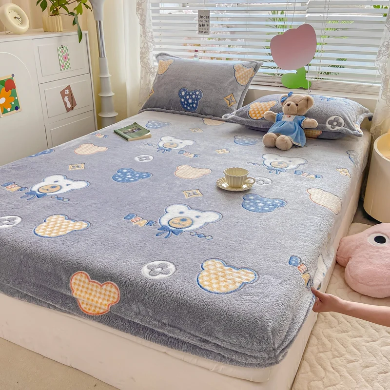 WinterSuperSoftFleeceBedSheetWarmFittedSheetSetTwinQueen