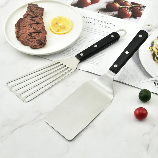 Rozsdamentes Acél Serpenyő -Spatula Nagy Teherbírású Burger Turger A Bbq Lapos Öntött Grillezéshez Konyhai Kiegészítő Kiegészítők - Image 2