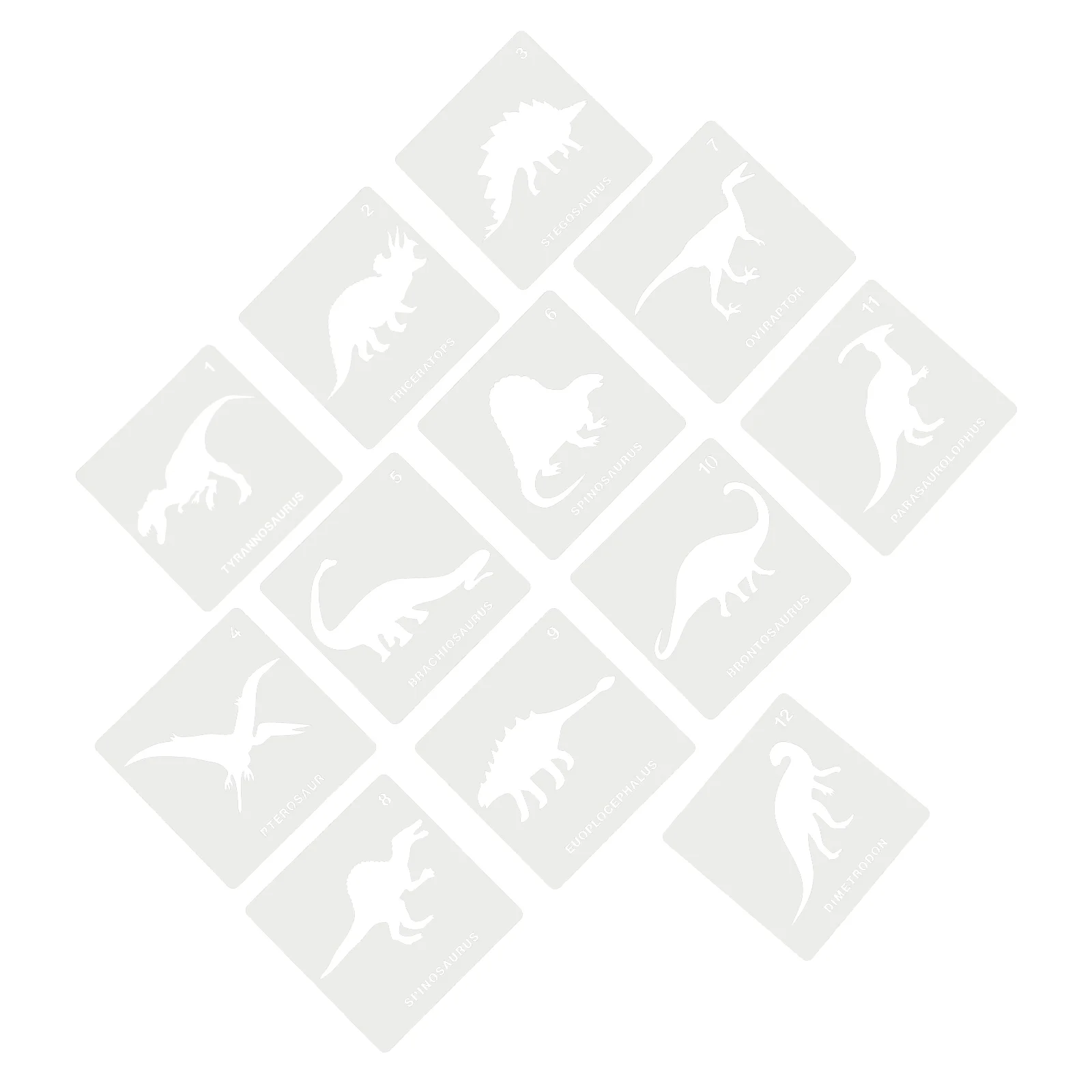 

12 Pcs Dinosaur Drawing Template Plastic Painting Floral Decor Hollow Out Scrapbook