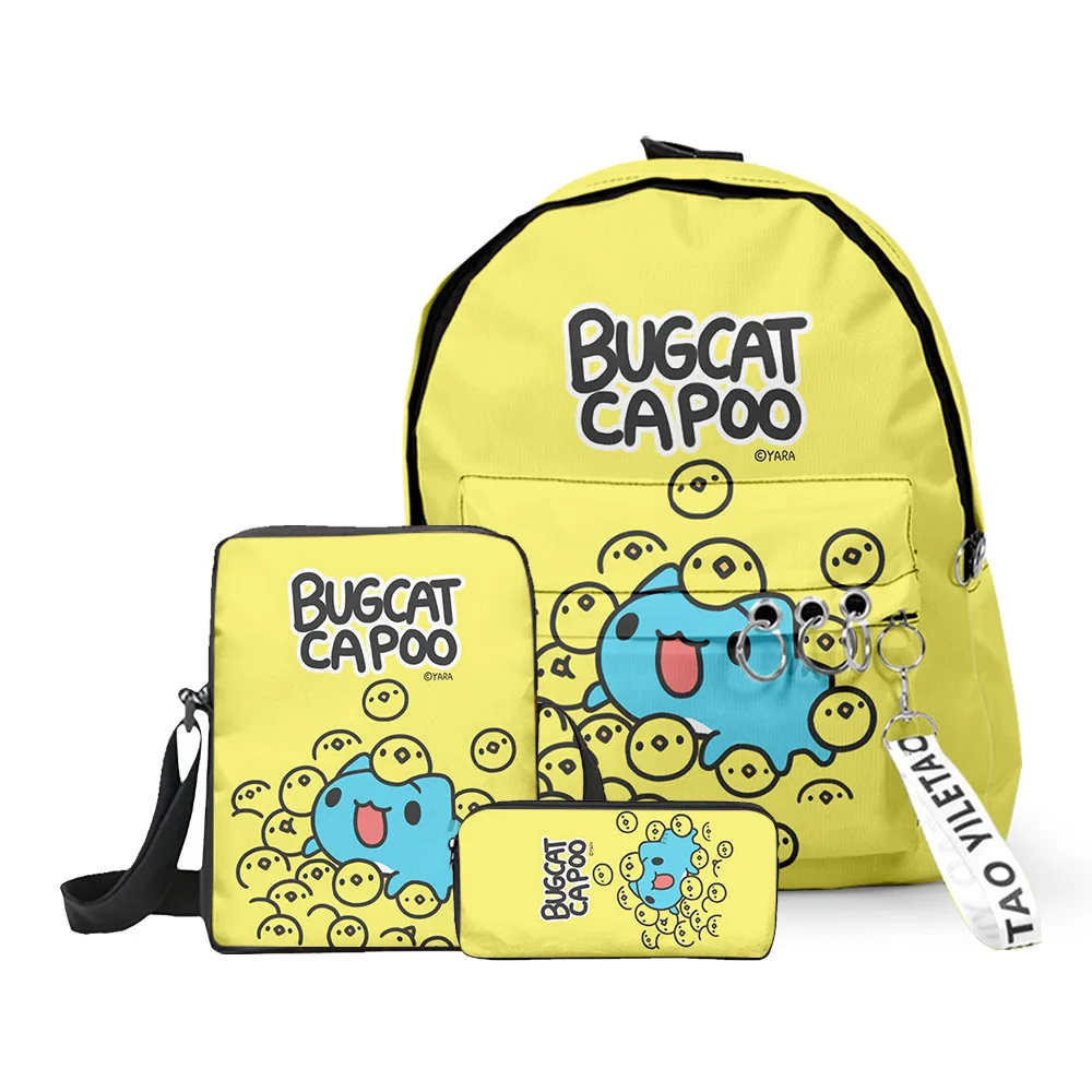 Luxury Funny Bugcat Capoo 3D Print 3pcs/Set pupil School Bags Keychains ...