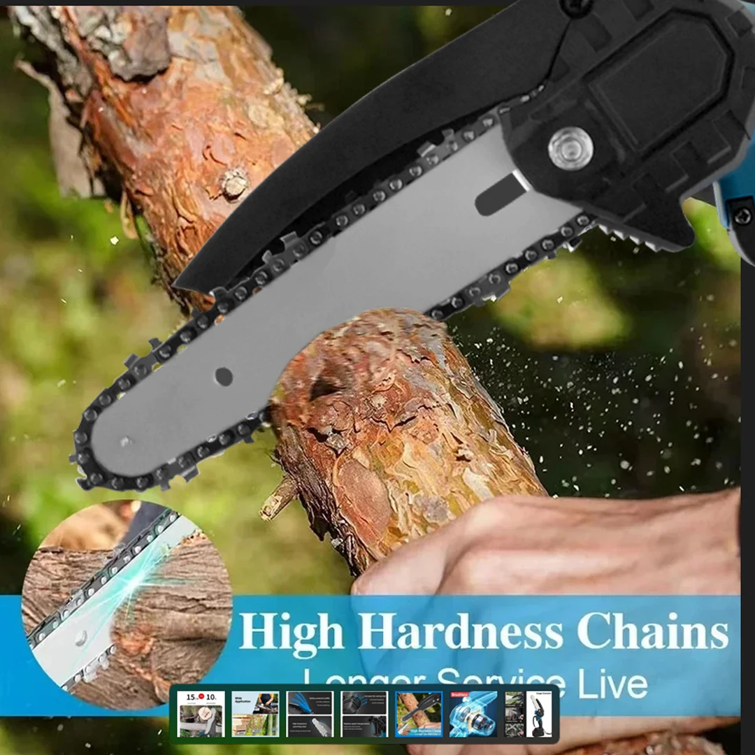 8 Inch Electric Chain Saw Mini Handheld Portable Chainsaw Tree Wood Cutter Pruning Garden Power Tool Compatible Makita Battery 5