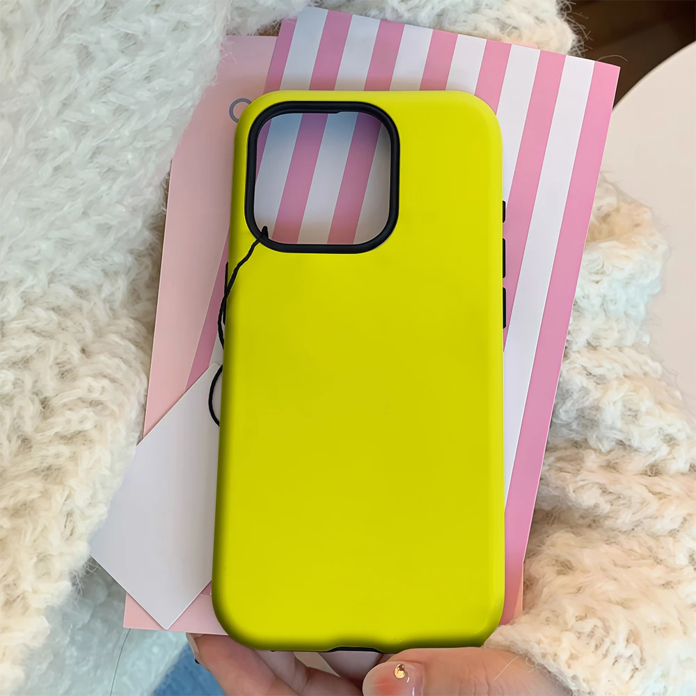 Luxury Double-Layer Fluorescent Yellow Phone Case Cover