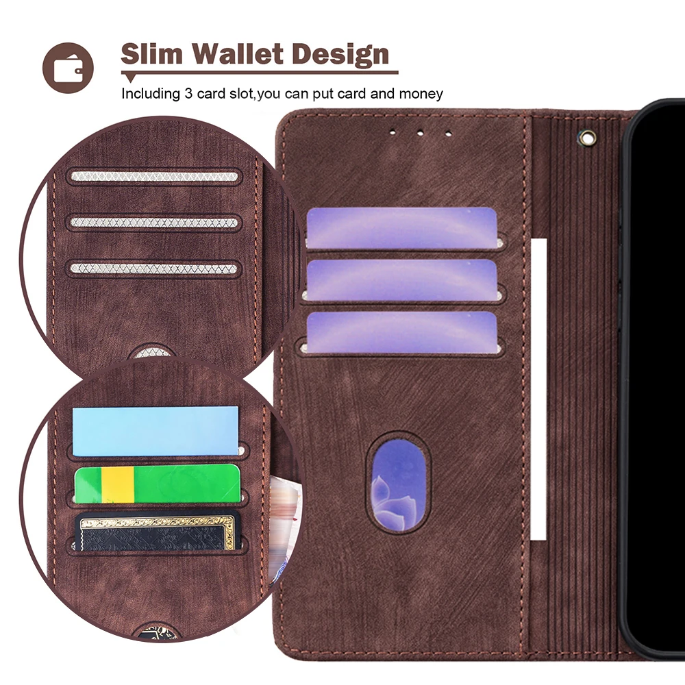 Elegant Leather Wallet Phone Case with Metal Buckle and Magnetic Flip Cover