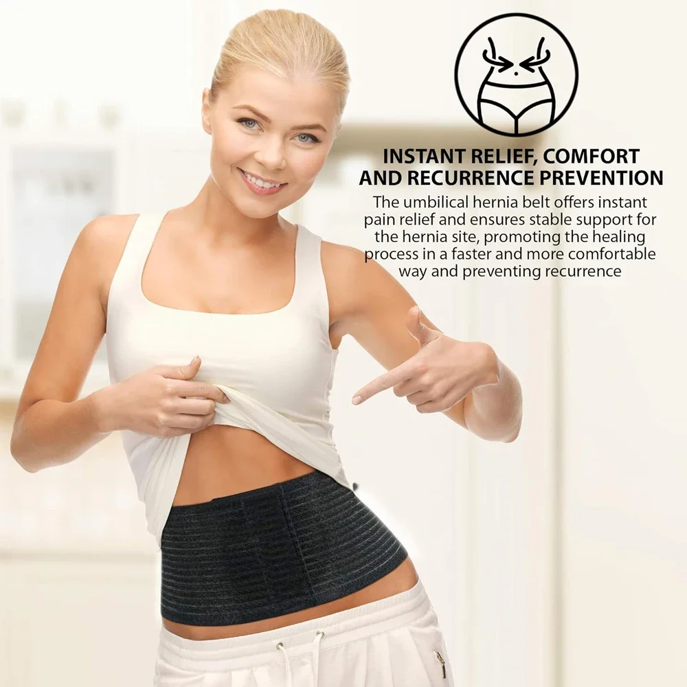 Umbilical Hernia Belt for Men and Women Abdominal Support Binder with Compression Pad Supports Waist and Tummy after Surgery