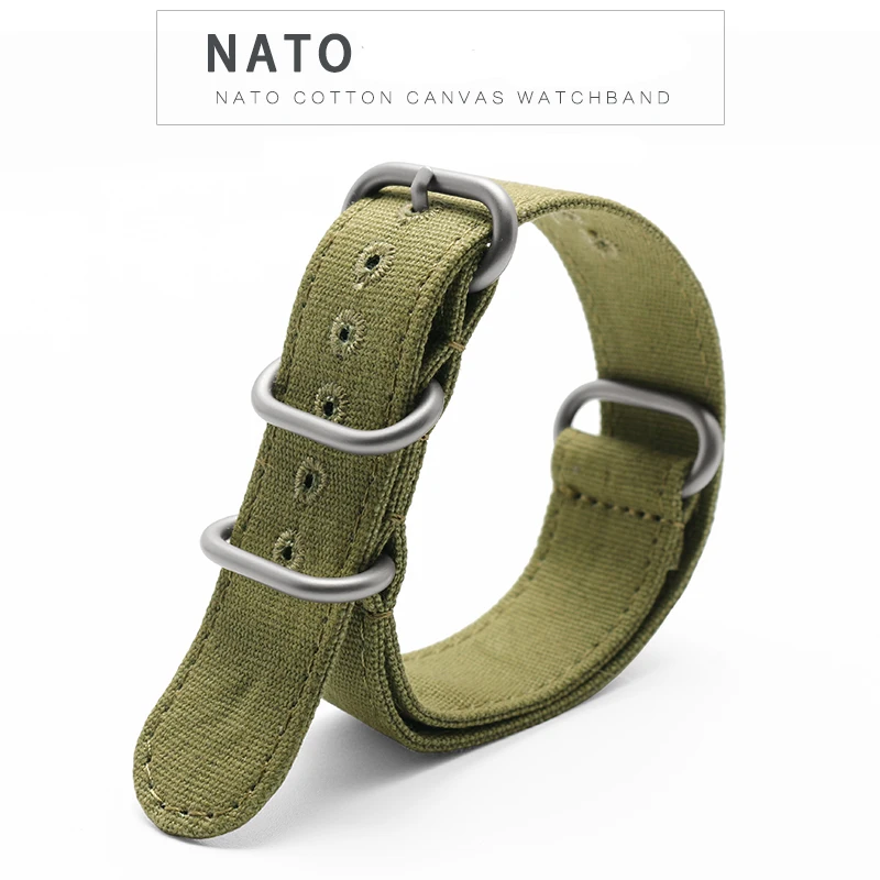20Mm 22Mm 24Mm Cinturino Di Alta Qualità Per Seiko Hamilton Nylon Canvas Fabric Nero Army Green Watch Strap Fibbia In Acciaio