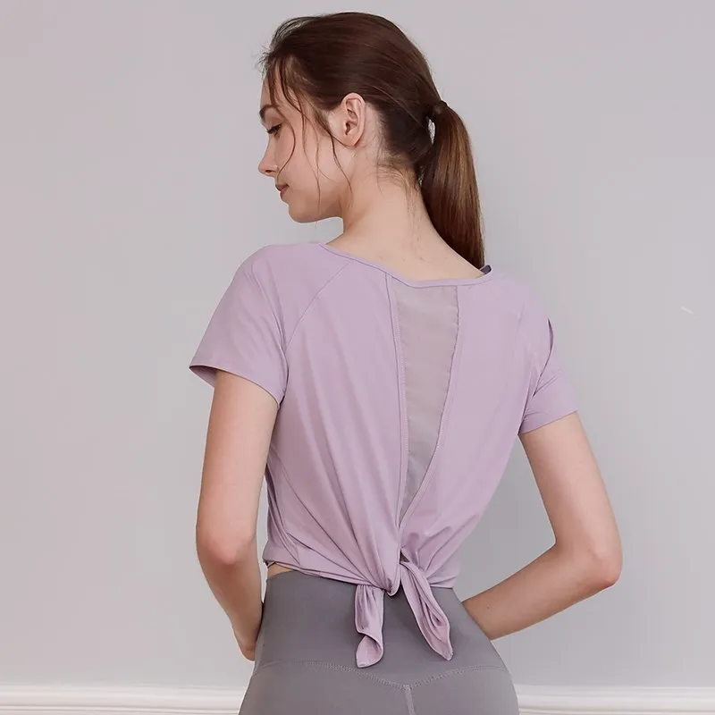 Summer Sexy Mesh Breathable Sport Tops New Short Sleeves Light Weight Running Gym T-shirt Women Slim Workout Yoga Shirts 