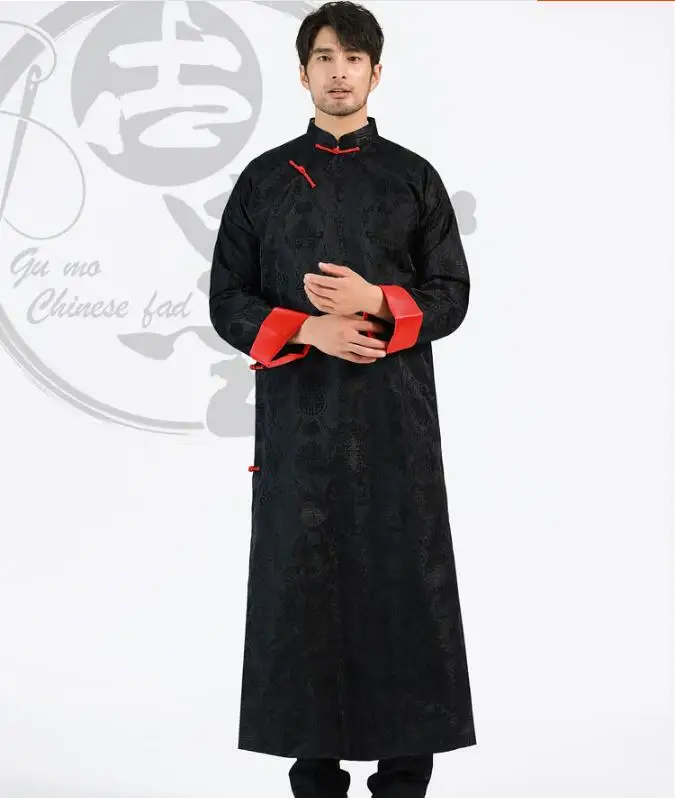 Men's Chinese Traditional Robe Long Suit Wedding Long Gown Spring Vintage Stage Tang