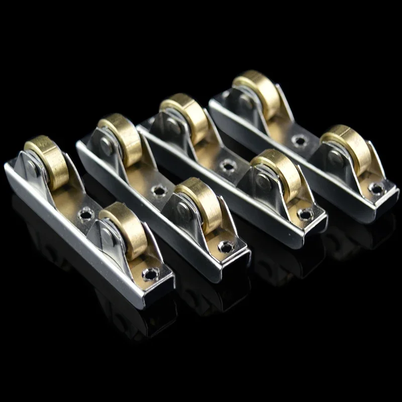 Sliding Door Rollers 8Pcs Durable copper wheels Cabinet Glass Sliding Door Roller Clamp Pulley For 5-6mm Frameless glass sliding door Hardware