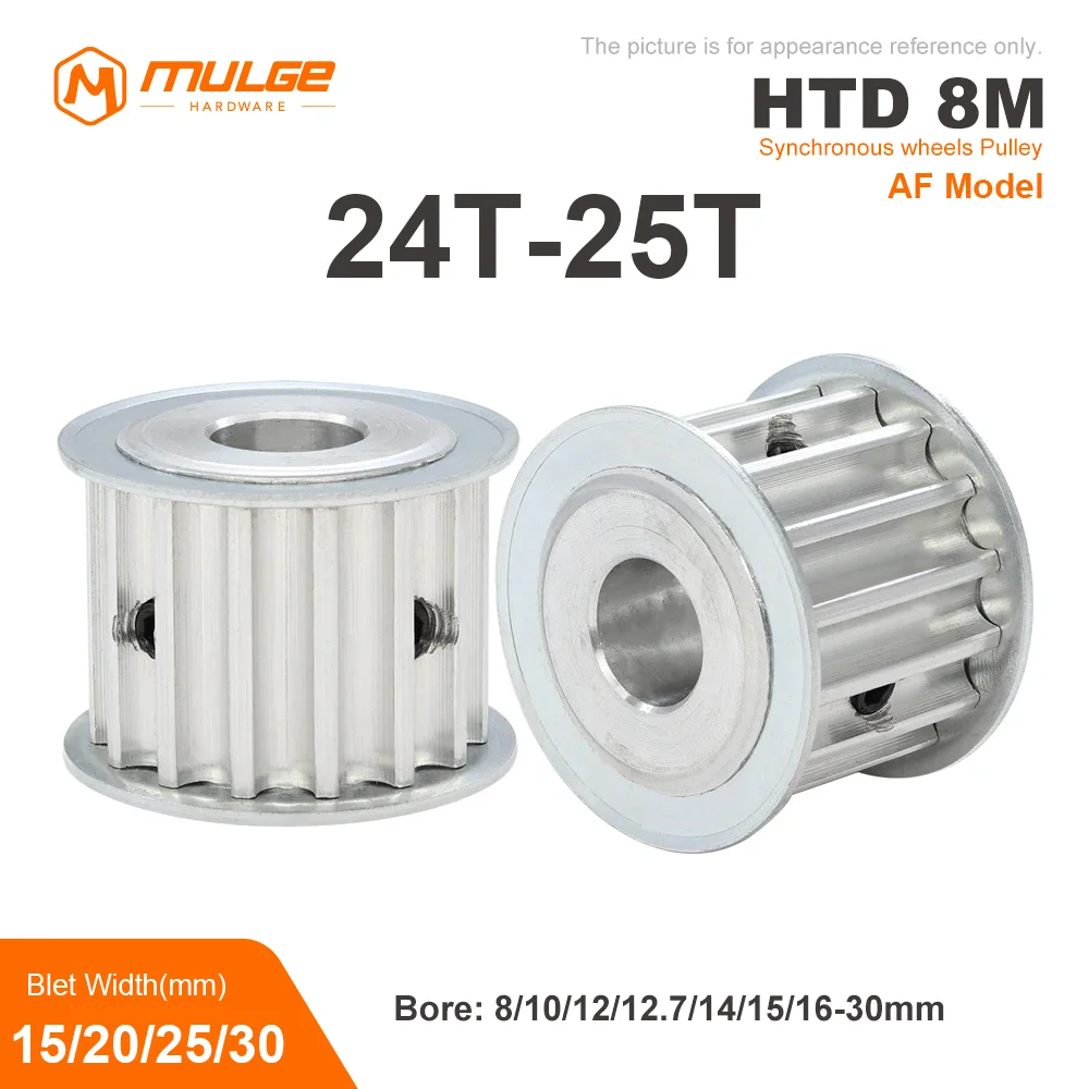 

HTD 8M 24T/25Tooth Timing Pulley 8M-24T/25T AF Synchronus Pulley Keyway Bore 8-30mm For Width 15/20/25/30mm 8M Timing Belt