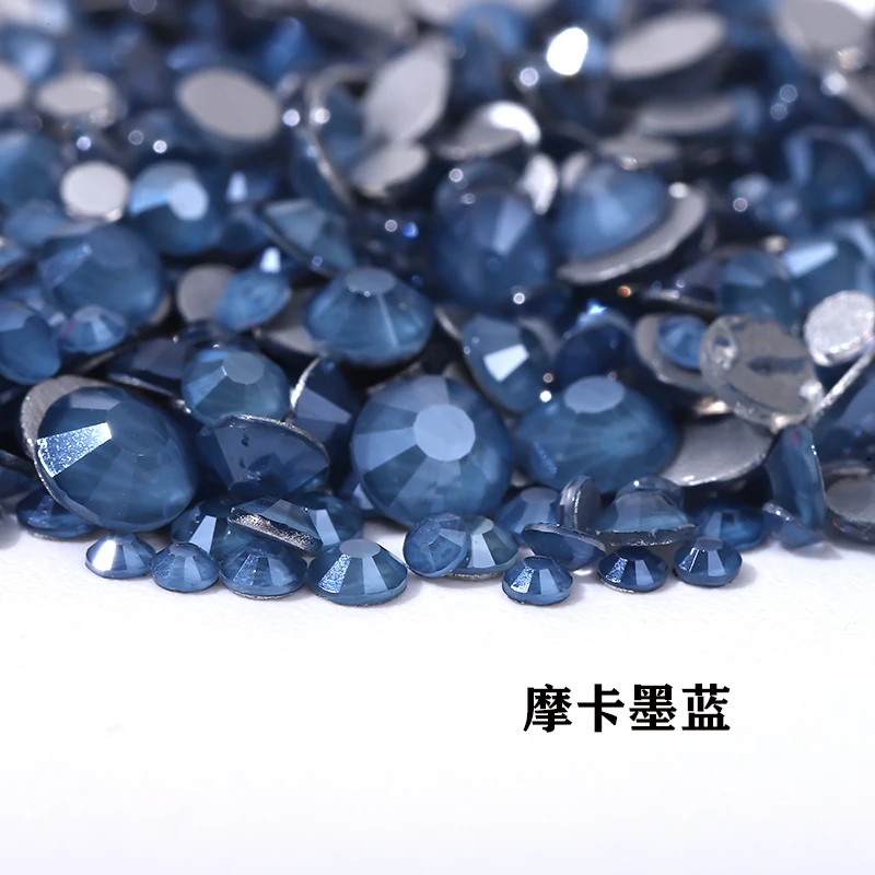 원피스 모든 크기의 유리 모카 글리터 비 핫픽스 플랫백 라인석, DIY 네일 아트 장식, 크리스탈 다이아몬드 스트라스 보석