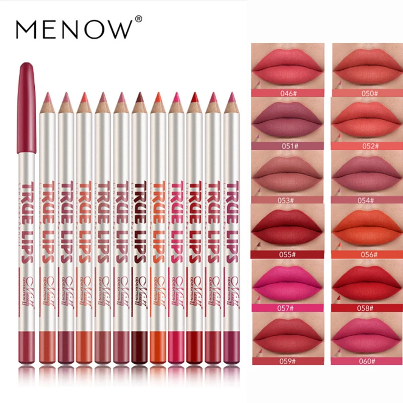 

Menow 12 color matte lip liner lipstick pen Wood Long Lasting waterproof lip liner pencil Permanent Makeup Tattoo Accessories