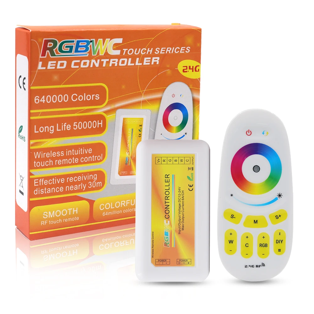 

DC12-24V 5X6A/CH RGBCCT RGBW LED Strip Controller With RF Touch Remote Use For RGBW LED Light