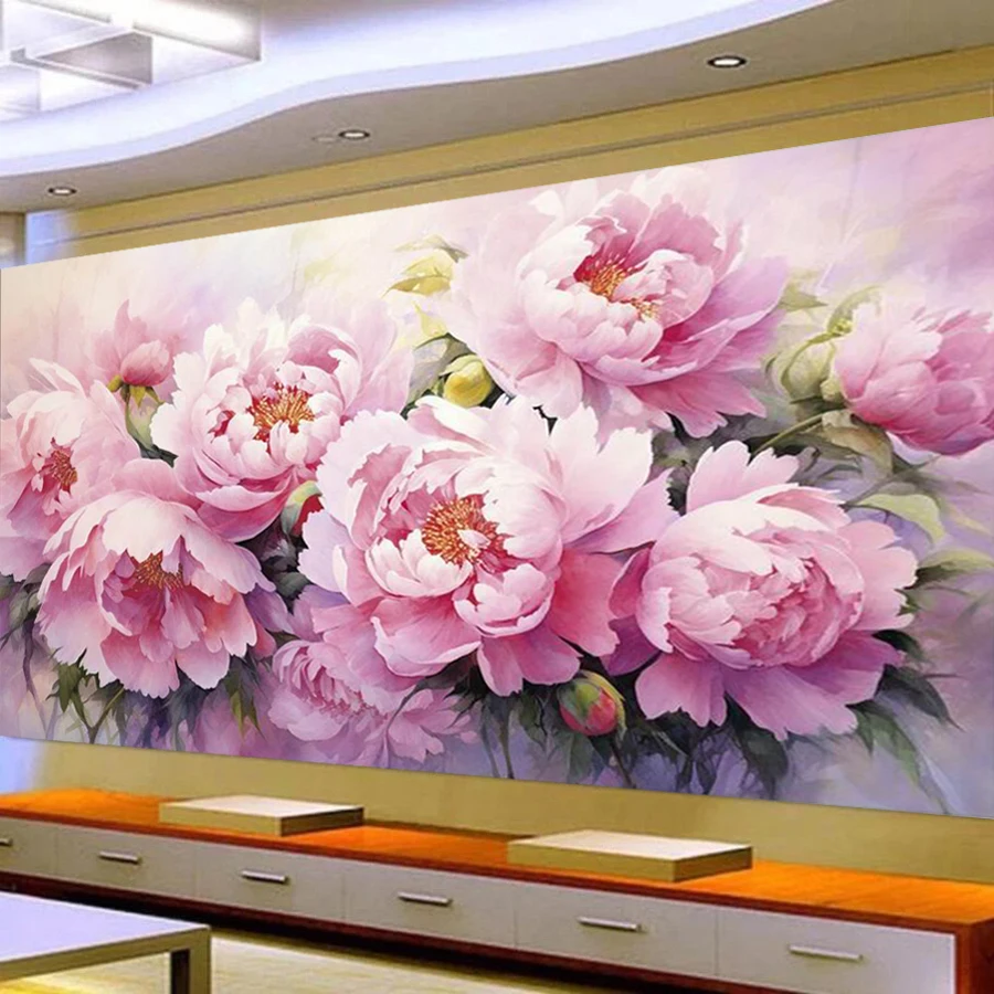 Diamond Painting Large Size Pink Peony Flower Diy Full Mosaic Embroidery Blooming Floral Picture Jewellery Cross Stitch Kits diamond painting cross stitch kit diamond painting kit