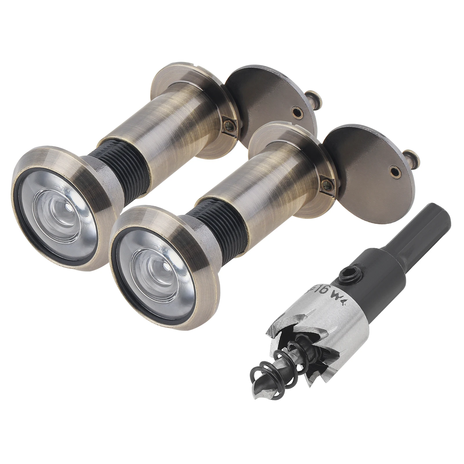 2pcs Zinc Alloy Door Viewer Peephole Drill Bit Set for Doors Thickness Home Office Hotel Security Peek Peep Holes