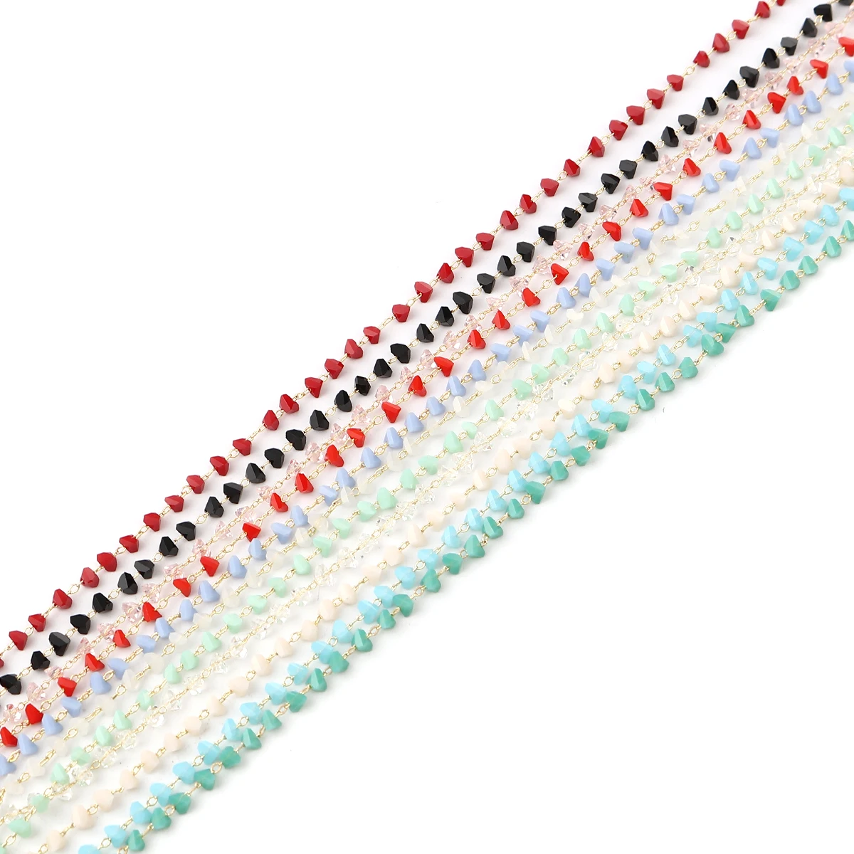 

1 M Copper & Crystal Faceted Link Cable Chain Findings Triangle Gold Color Chains For Jewelry Making 4x4mm