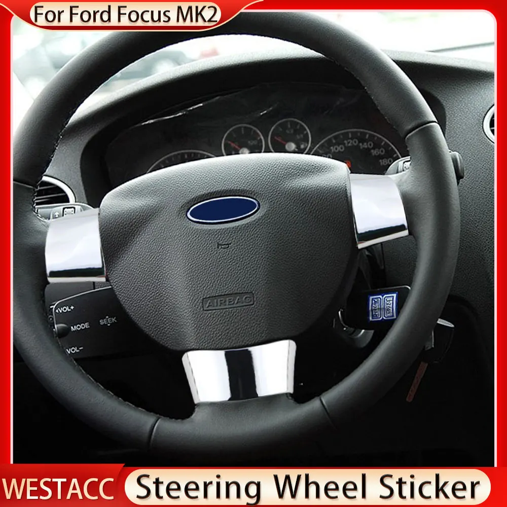 Adesivi In Fibra Di Carbonio Per Volante - Cover Pulsanti Per Ford Focus 2 MK2 (2005-2011) - 4 Pezzi