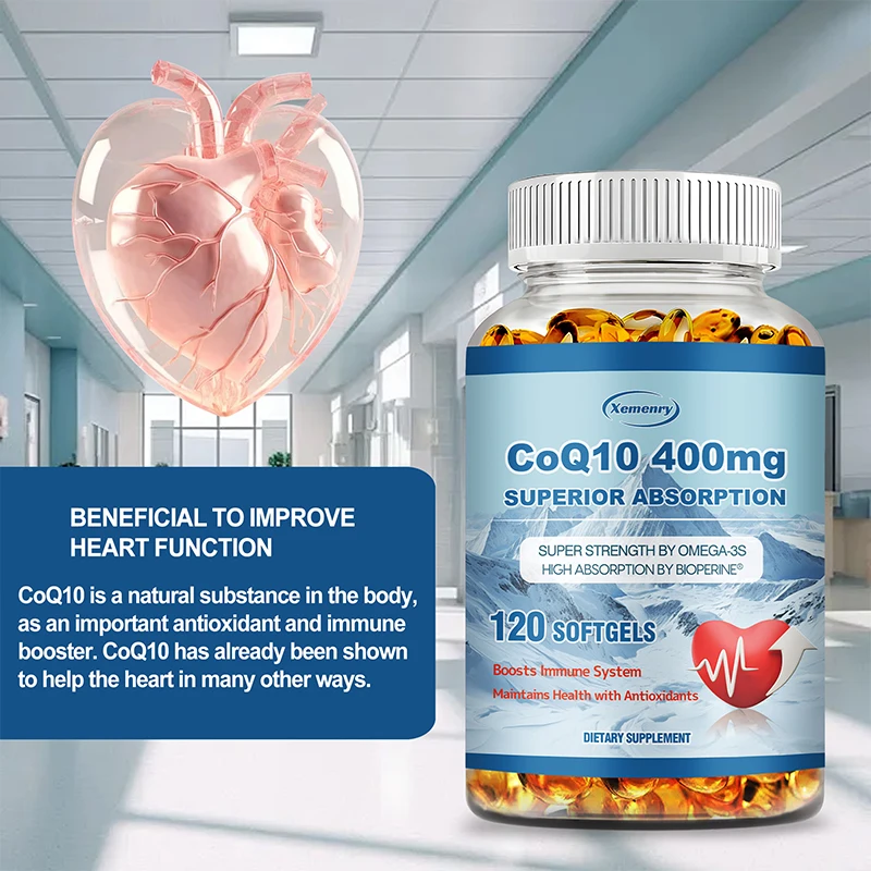 CoQ10 Capsules 400mg-Supports Energy Production Heart Cardiovascular Health Promotes Blood Circulation Antioxidant coq10 capsules