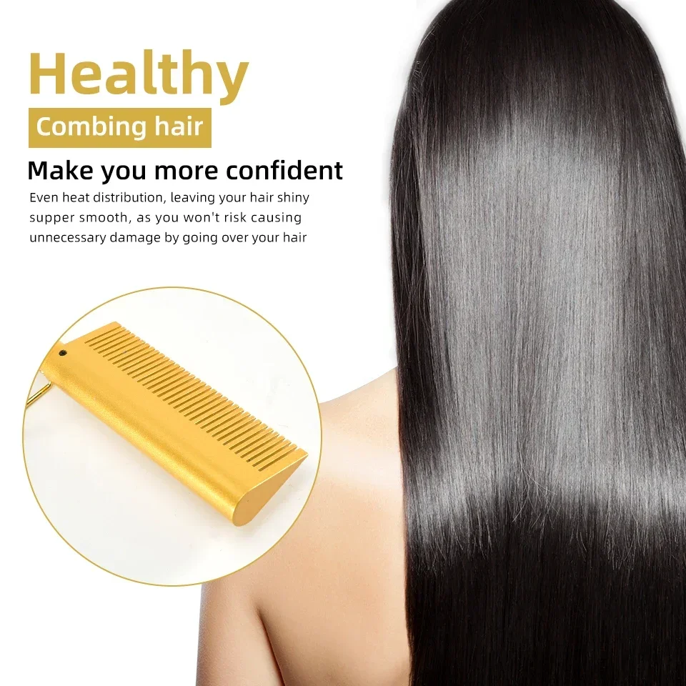 Hair Straightener Flat Irons Wet Dry Use Hot Comb Heating Hair Straight Styler Curling Iron Comb Fast Heating Press Comb 5