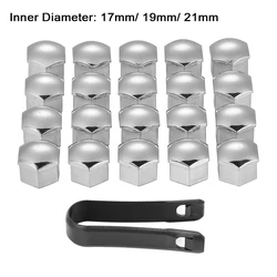 20 - Piece Universal 17mm Plastic Wheel Nut Covers - Decorative Car Accessory Set - 21mm (Silver color)