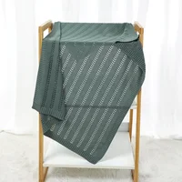 Newborn Baby Blanket Cotton Knit Infant Girl Boy Bedding Quilt 90*70CM Fashion Solid Toddler Stroller Swaddling Super Soft Plaid 2