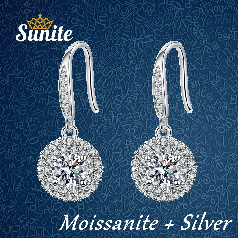 

Sunite 1.0ct Moissanite Diamond Stars Drop Earrings for Women High Grade Wedding Engagement Gift 925 Sterling Silver Party Gift