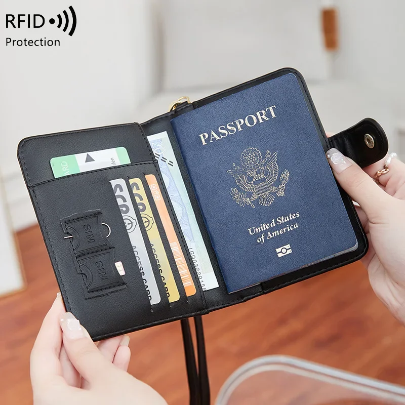 Pochette tour de cou - Anti-écrémage, blocage des signaux RFID - Portefeuille de