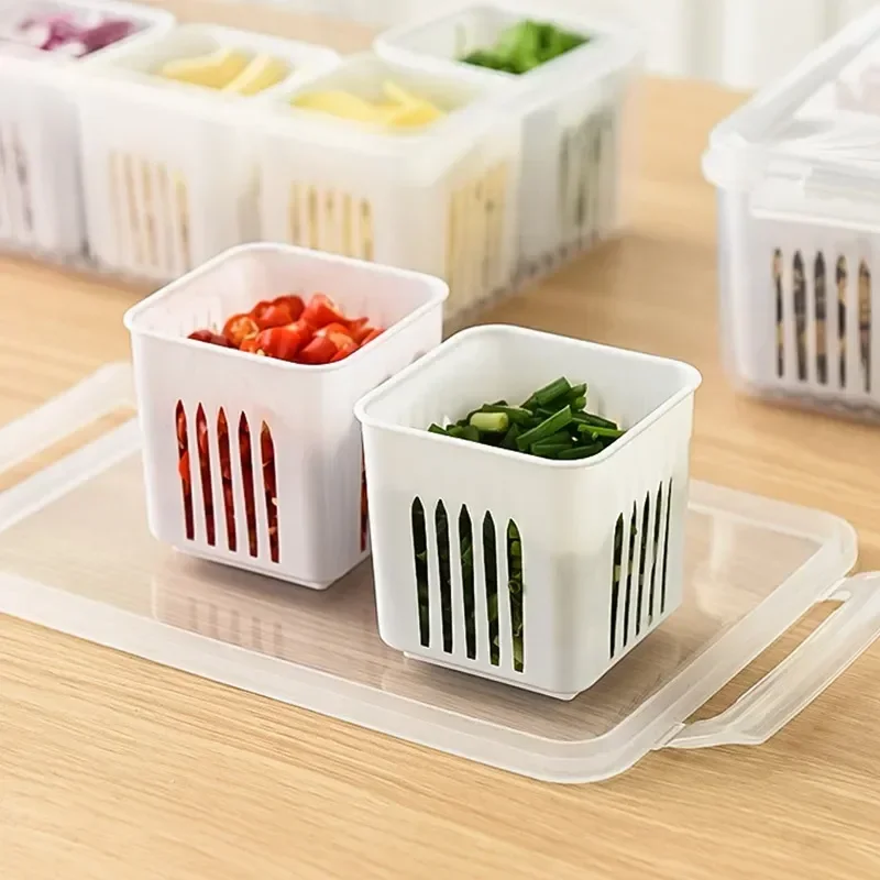 

Ginger Drain Box Basket Fruit Onion Organizer Clear Food Refrigerator Crisper Fridge Grid Meat 4/6 Storage Vegetable