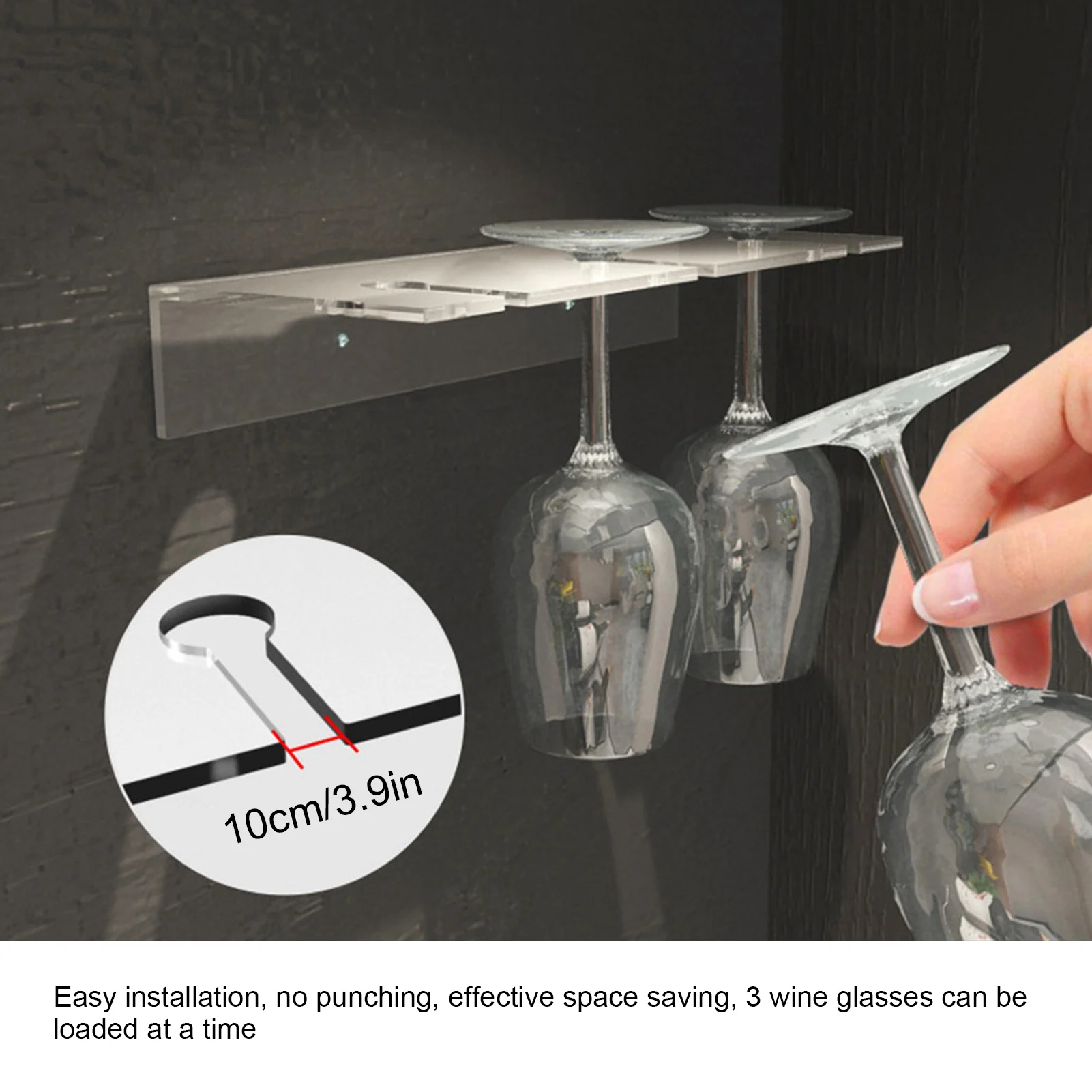 Acrylic Cup Holder Wine Rack Glass Holder Hanging Bar Cabinet Hanger Shelf Wine Glass Storage Rack Stand Kitchen Organizer Rack 2