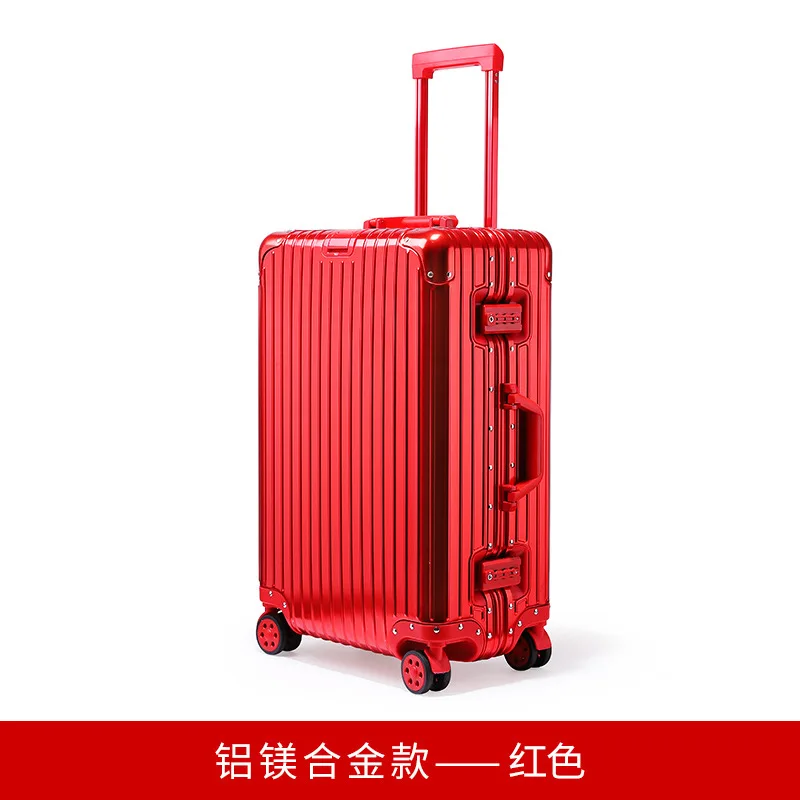 PLUENLI All-Aluminum Magnesium Alloy Trolley Case Female Business Travel Luggage Male Metal Password Suitcase Boarding Bag