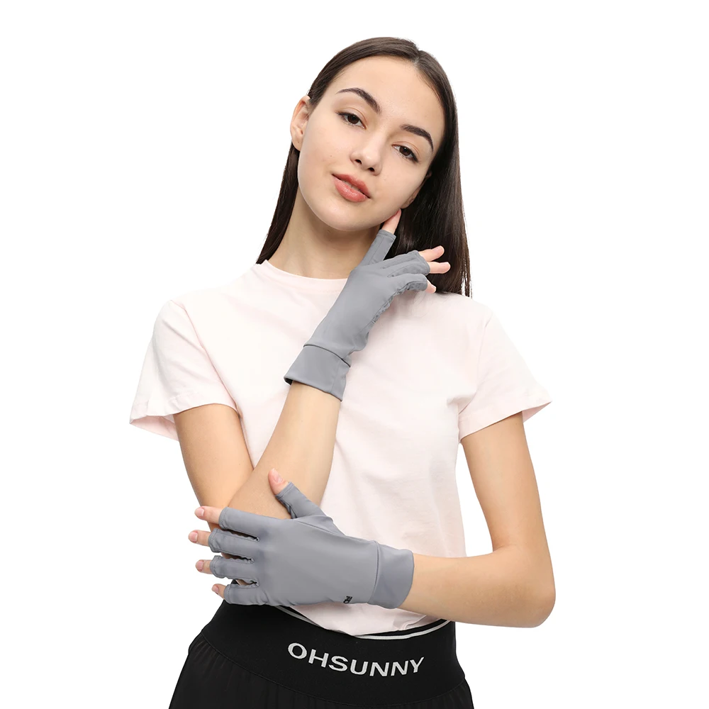 OhSunny-guantes de ciclismo transpirables para mujer, Manoplas sin dedos, protección solar, Anti-UV, conducción al aire libre, UPF50 +, 2024