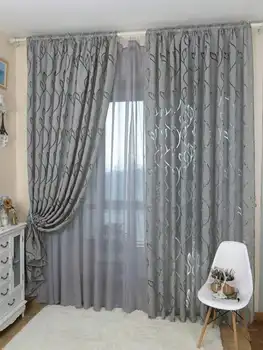 Tenda trasparente con foglie intrecciate dal design ritagliato decorativo da 1 pezzo per camera da letto/soggiorno 1