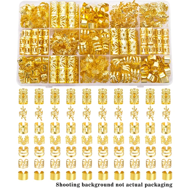 70pcs Elegant Golden Alloy Hair Jewelry for Braid Solid Color - Vintage-Inspired Accessories for Men & Women's Dreadlocks&Twists