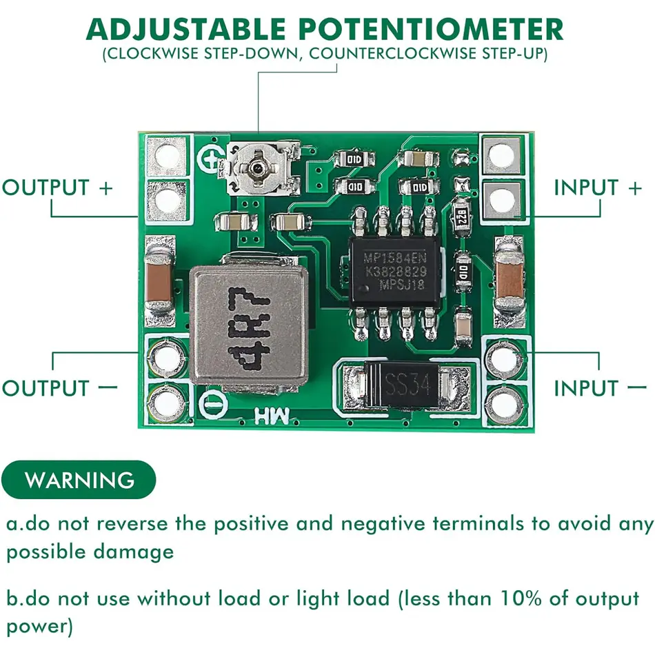 6pcs Mini MP1584EN DC-DC Buck Converter 3A Power Adjustable Power Supply Module 24V to 12V 9V 5V 3V Step-Down Power Module image 4