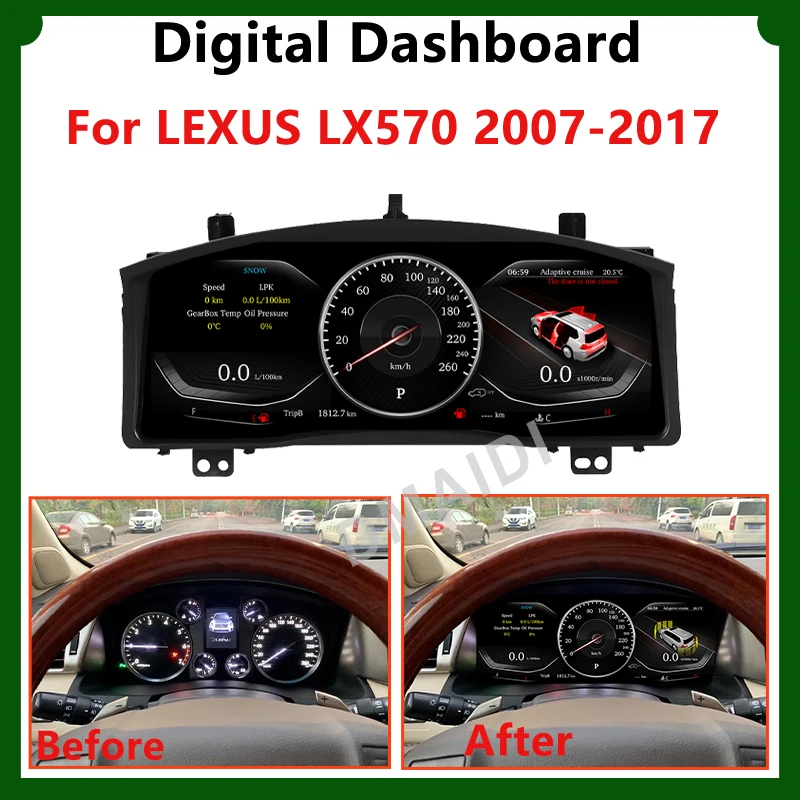 

Car Adaptive Panel Linux System Cruiser For Lexus LX570 2007-2017 Digital Dashboard Cluster LCD Speedometer Virtual Cockpit