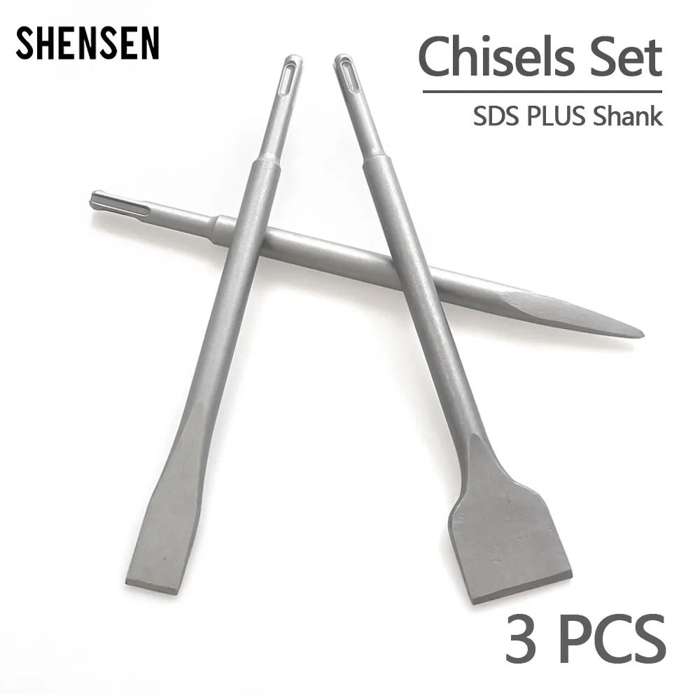 3PCS Chisel Set SDS Plus Shank Electric Hammer Drill Bit Point Groove Flat Chisel Masonry Tools for Concrete Brick Wall Rock greener opener drill bit wall perforator diamond dry drill bit hole drill hood air conditioning concrete drill hand tools