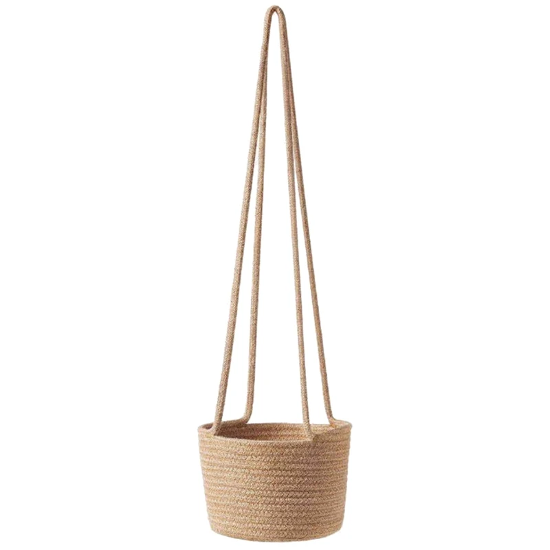 Hanging Rope Planter Baskets With Long Hanging Rope, Hand Woven Plant Holder Decorative Flower