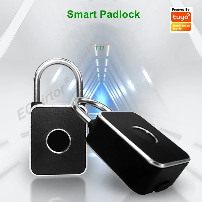Tuya APP Fingerprint Padlock Bluetooth Padlock Mini Portable Biometric USB Charging For Locker Luggage Gym