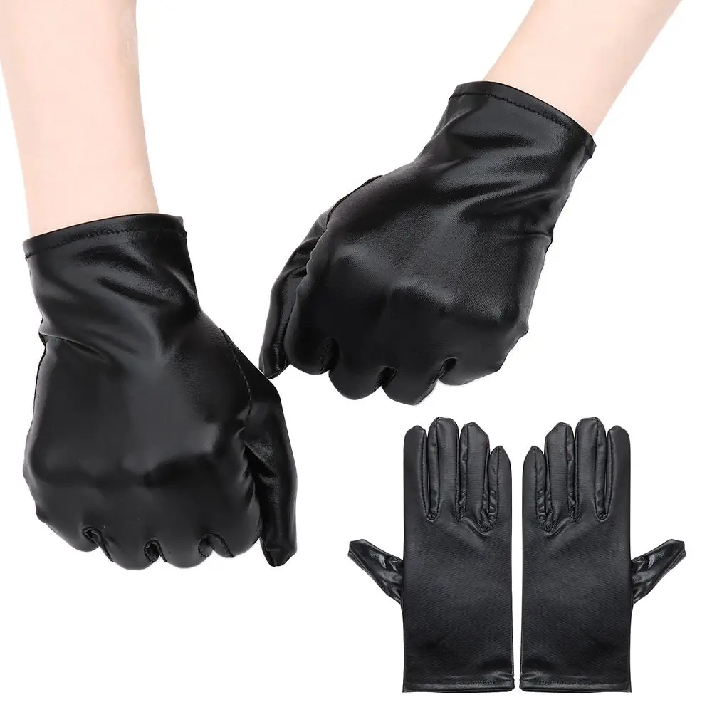 FullFingersBlackPatentLeatherGlovesHalloweenDressUpPunkCos