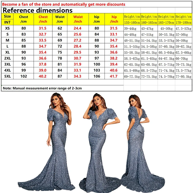 2024 New Birthday Party Women'S Performance Dress V-Neck Short Sleeve Sequins Fishtail Banquet Small Tail Evening Dress