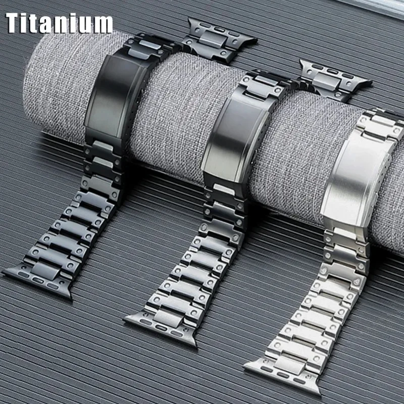 

Titanium Strap For Apple Watch band 44mm 45mm 40mm 41mm 38mm 42mm metal Bracelet iWatch Series 9 8 7 6 5 4 3 SE ultra band 49mm